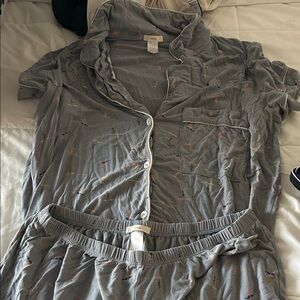 Eberjey gray printed pajama set size M